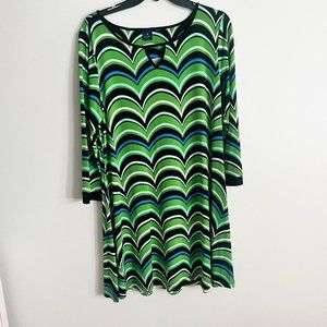 Kaari Green Multi-Color Striped Dress in Size 16